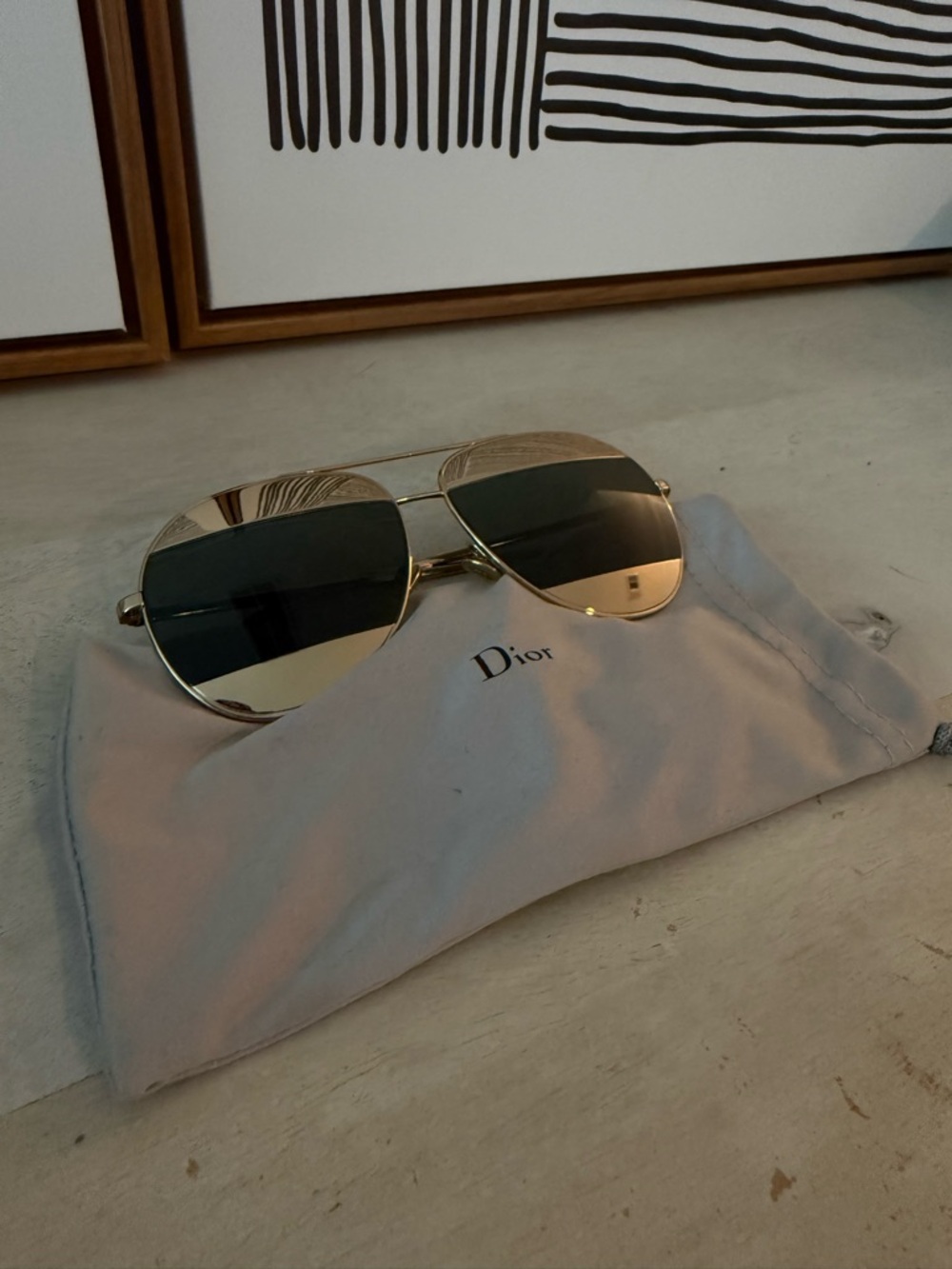 Dior Gold Frame Mirrored Sunglasses - Gold & Silver Lenses - Picture 2 of 5